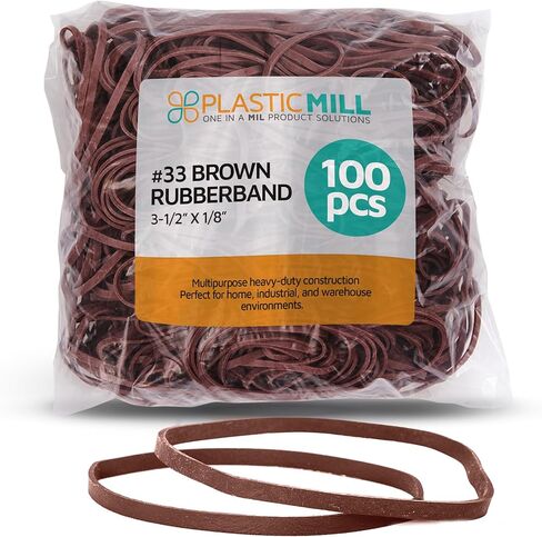 PlasticMill Rubber Bands - #33 Size - Brown Rubberbands - 100 Count. in Kuwait