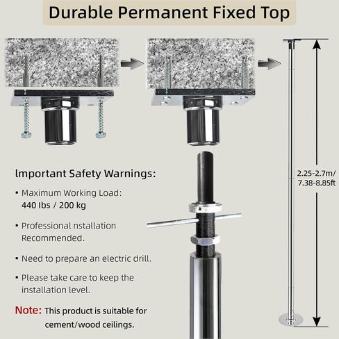 عمود رقص دائم من بريورمان مع عمود رقص بلوحة ثابتة لعمود الرقص المنزلي مع حامل سقف وإكسسوارات تمديد لمزيد من الأمان والثبات in Kuwait