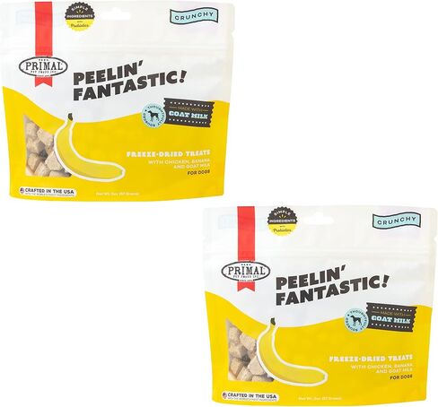 Primal Freeze Dried Dog Treats; Chicken & Peanut Butter Dog Treats with Goat Milk for Dogs, You're My Butter Half, Grain Free Training Treats for Dogs with Probiotics, 2 oz (Pack of 2) in Kuwait