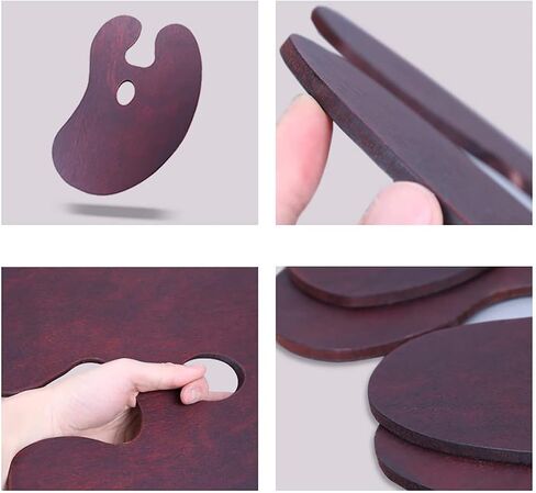 KIILOMP Oval Walnut Wooden Paint Palette 16 * 12inch - Artist Oil Paint Palette Walnut Palettes 30 * 40 for Acrylic Watercolor Oil Paints in Kuwait