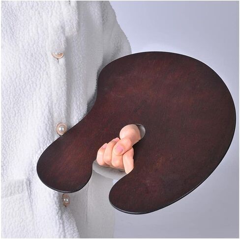 KIILOMP Oval Walnut Wooden Paint Palette 16 * 12inch - Artist Oil Paint Palette Walnut Palettes 30 * 40 for Acrylic Watercolor Oil Paints in Kuwait