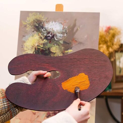 KIILOMP Oval Walnut Wooden Paint Palette 16 * 12inch - Artist Oil Paint Palette Walnut Palettes 30 * 40 for Acrylic Watercolor Oil Paints in Kuwait