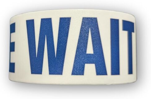 PLEASE WAIT HERE Floor Warning Tape WTP116-2.25 Inch x 55 Foot Roll (1 Roll) (30 Messages (Blue/White) in Saudi Arabia