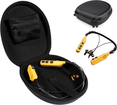 Case Compatible with DEWALT Neckband Headphones and 2-in-1 Neckband Headphones w/Built-in Speakers (Black with Yellow Zip) in Saudi Arabia