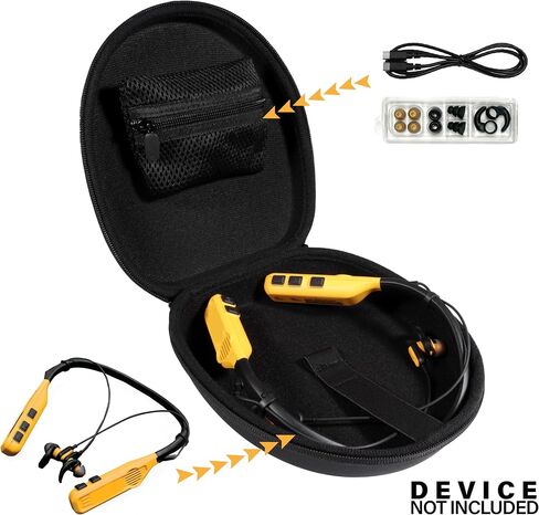 Case Compatible with DEWALT Neckband Headphones and 2-in-1 Neckband Headphones w/Built-in Speakers (Black with Yellow Zip) in Saudi Arabia