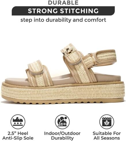Project Cloud Leather Sandals Women Comfortable Adjustable Straps - Comfy Flat Sandals for Women - Memory Foam Insole Womens Sandals for Womens Dresses - Strappy Sandals for Women (Mona) in Kuwait