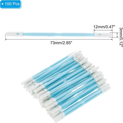 PATIKIL 2.85x0.12 Inch Foam Tip Cleaning Swabs, 200pcs Double Round Cleaning Swabs with Foam Tips for Camera Crafts Electronics Lab, Blue in Saudi Arabia