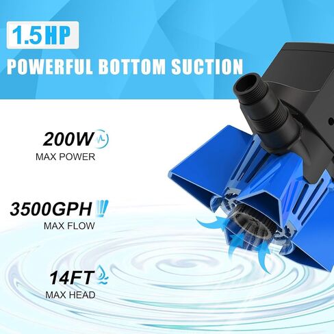 550GPH Submersible Water Pump, 25W Fountain Pump High Lift with 7.2 ft, Ultra Quiet Submersible Pump Fountain Water Pump for Pond Fountain, Fish Tank in Saudi Arabia