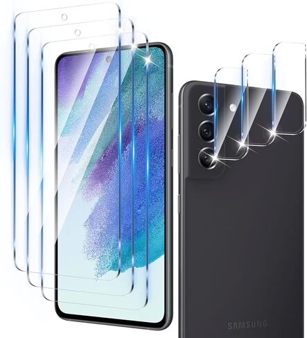 3+3 Pack Privacy Screen Protector Designed for Samsung Galaxy S21 FE With 3 Pack Camera Lens Protector,Full Coverage Anti-Spy Tempered Glass Film,9H Hardness,Bubble Free,Easy to Install in Saudi Arabia
