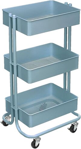 Simply Tidy Lexington Gray 3-Tier Metal Rolling Cart Multi-Functional Storage Cart for Home, Office, and Kitchen - 1 Pack in Saudi Arabia