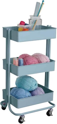 Simply Tidy Lexington Gray 3-Tier Metal Rolling Cart Multi-Functional Storage Cart for Home, Office, and Kitchen - 1 Pack in Saudi Arabia