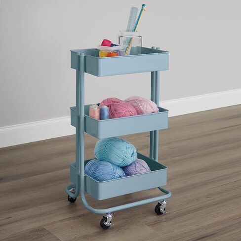 Simply Tidy Lexington Gray 3-Tier Metal Rolling Cart Multi-Functional Storage Cart for Home, Office, and Kitchen - 1 Pack in Saudi Arabia