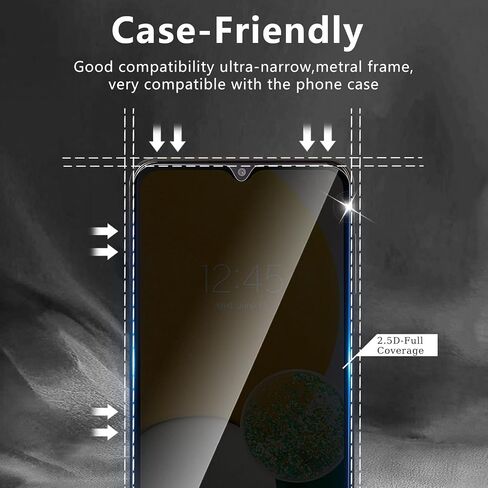 3+3 Pack Privacy Screen Protector Designed for Samsung Galaxy A15 4G/5G With 3 Pack Camera Lens Protector,Full Coverage Anti-Spy Tempered Glass Film,9H Hardness,Bubble Free,Easy to Install in Saudi Arabia