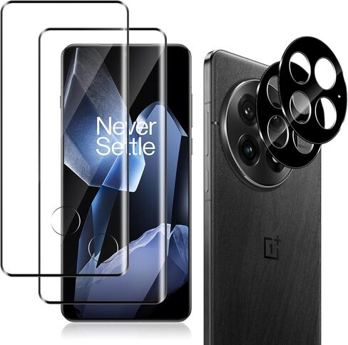 Screen Protector for OnePlus 12R, 2 Pack Tempered Glass Screen Protector + 2 Pack Camera Lens Protector, 9H Hardness, Full Coverage, Fingerprint Unlock for OnePlus 12R Protective Film in Saudi Arabia