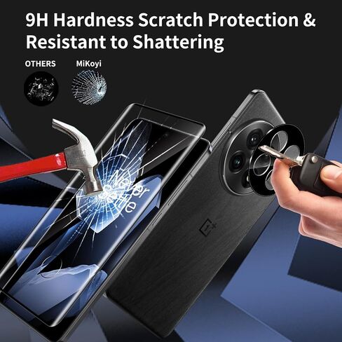 Screen Protector for OnePlus 12R, 2 Pack Tempered Glass Screen Protector + 2 Pack Camera Lens Protector, 9H Hardness, Full Coverage, Fingerprint Unlock for OnePlus 12R Protective Film in Saudi Arabia