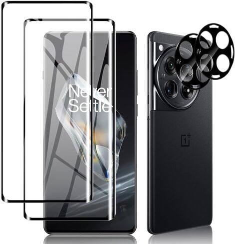 Screen Protector for OnePlus 12R, 2 Pack Tempered Glass Screen Protector + 2 Pack Camera Lens Protector, 9H Hardness, Full Coverage, Fingerprint Unlock for OnePlus 12R Protective Film in Saudi Arabia