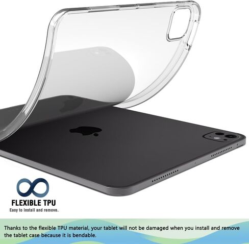 Puxicu Clear Case for iPad Pro 11 Inch 2018 Model, Slim Design Flexible Soft TPU Protective Cover for iPad Pro 11"-inch (1rd Generation) 2018 Tablet (Models A1980/A2013/A1934/A1979), Transparent in Kuwait