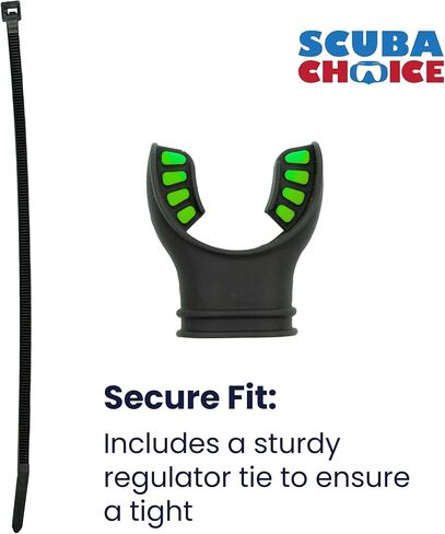 Scuba Choice Scuba Diving Ultra Black Silicone Mouthpiece with Color Tab and Regulator Tie, Green in Saudi Arabia