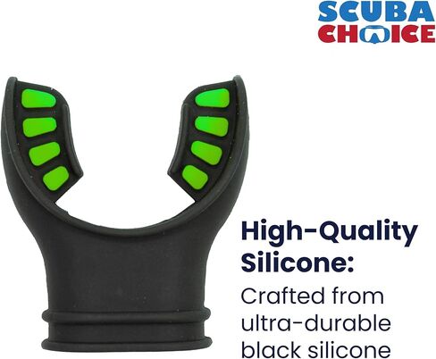 Scuba Choice Scuba Diving Ultra Black Silicone Mouthpiece with Color Tab and Regulator Tie, Green in Saudi Arabia