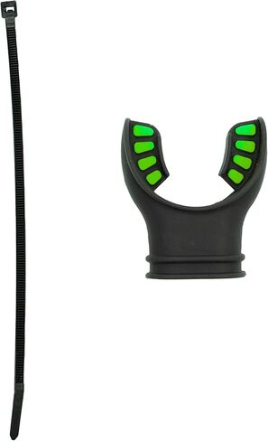 Scuba Choice Scuba Diving Ultra Black Silicone Mouthpiece with Color Tab and Regulator Tie, Green in Saudi Arabia