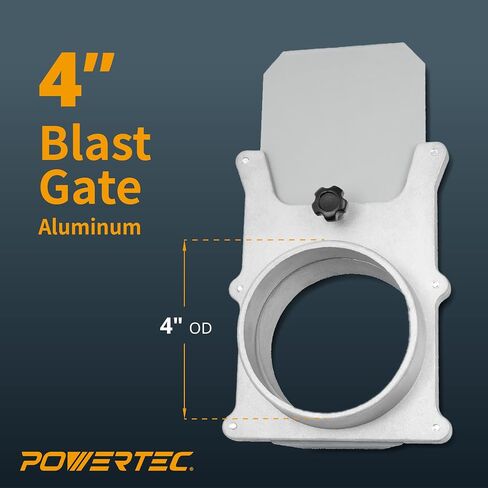 POWERTEC 70295-P6 4-Inch Integrated Blast Gate Clog Resistant, Anti Gap Tapered ABS Plastic Fitting for Dust Collection Systems – 6 Pack in Saudi Arabia