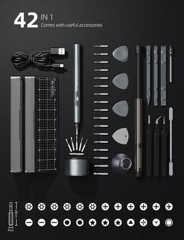 iFu Mini Electric Screwdriver, 42 in 1 Precision Screwdriver Set – Small Cordless Power Screwdriver with LED Light & 37 Magnetic Bits, Repair Tool for Phone Laptop Camera Watch Computer in Saudi Arabia