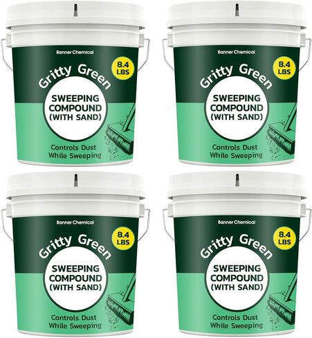 Gritty Green Sweeping Compound with Sand – Effective Dust Control on Cement & Unfinished Floors, Grit and Sand Breaks Up Loose Dust for an Even Deeper Clean, Oil Free, Made in USA (8.4 lbs) in Saudi Arabia