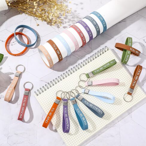 Sratte 240 Pcs Motivational Wristbands Inspirational Keychains Employee Appreciation Gifts for Teacher Secretaries Nurse Student Volunteer in Saudi Arabia