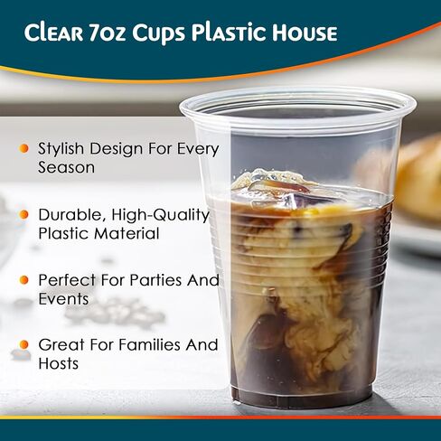 Bluesky Trading Clear Plastic Cups - 7 oz. (Pack of 100) - Disposable Plastic Drinkware, Perfect Clear Cups for Birthday Party Supplies, Weddings or Everyday Use in Saudi Arabia