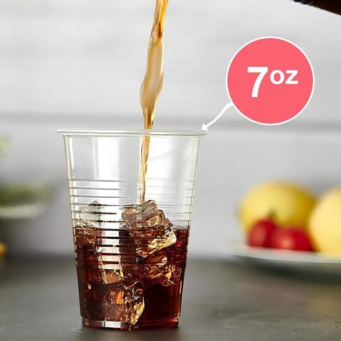 Bluesky Trading Clear Plastic Cups - 7 oz. (Pack of 100) - Disposable Plastic Drinkware, Perfect Clear Cups for Birthday Party Supplies, Weddings or Everyday Use in Saudi Arabia