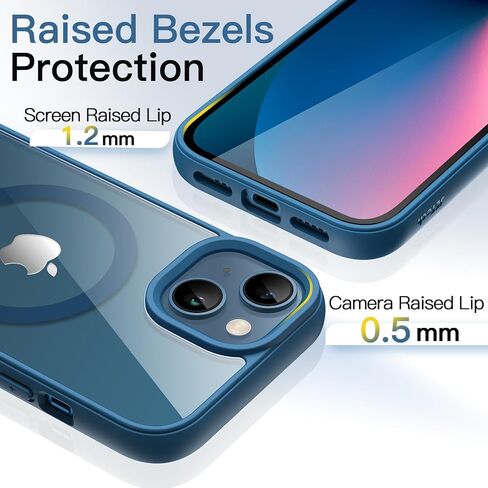 JETech Magnetic Case for iPhone 13 Mini 5.4-Inch Compatible with MagSafe, Shockproof Phone Bumper Cover, Solid Color Matte TPU Frame, Anti-Scratch Clear Back (Blue) in Saudi Arabia