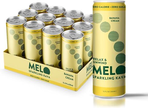 Melo - Banana Cream - Sparkling Kava - 6 Pack (12 Fl Oz) - Non-Alcoholic, Sugar Free, Zero Calories, Gluten Free & Vegan with A Noticeable Calming Effect in Saudi Arabia