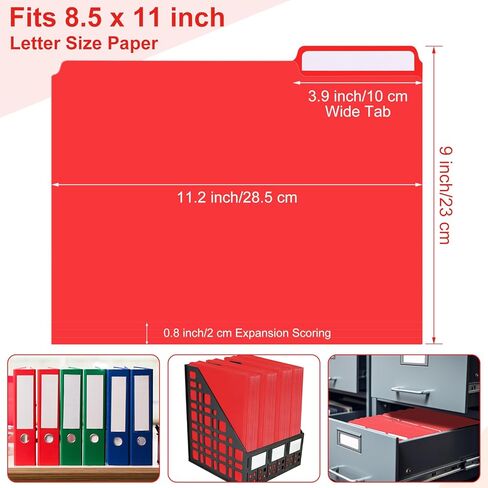 48 Pack Colored Plastic File Folders Sturdy 1/3 Tab File Folders Letter Size Manila Folders 8.5 x 11 Inch Folders with Tabs and Sticky Labels for Office Home Supplies(Black) in Kuwait