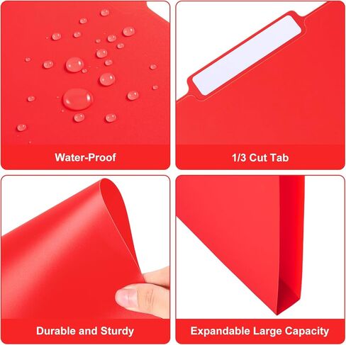 48 Pack Colored Plastic File Folders Sturdy 1/3 Tab File Folders Letter Size Manila Folders 8.5 x 11 Inch Folders with Tabs and Sticky Labels for Office Home Supplies(Black) in Kuwait