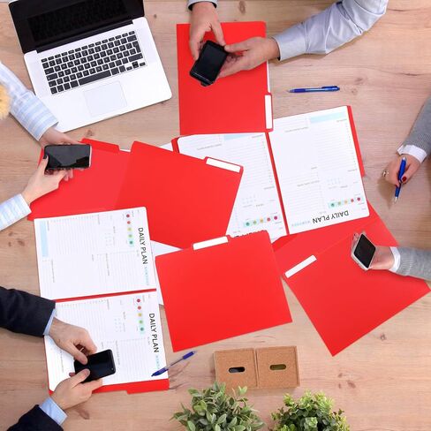 48 Pack Colored Plastic File Folders Sturdy 1/3 Tab File Folders Letter Size Manila Folders 8.5 x 11 Inch Folders with Tabs and Sticky Labels for Office Home Supplies(Black) in Kuwait