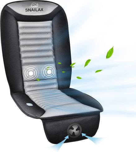 غطاء مقعد سيارة تبريد Snailax، وسادة مقعد سيارة تبريد مع تدليك الظهر، غطاء مقعد تبريد للسيارات والمكتب المنزلي، 2 سرعة هواء تبريد و2 شدة تدليك، متضمن محول السيارة والمنزل in Saudi Arabia