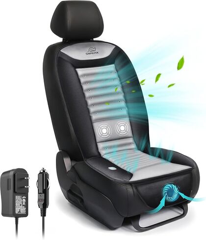 غطاء مقعد سيارة تبريد Snailax، وسادة مقعد سيارة تبريد مع تدليك الظهر، غطاء مقعد تبريد للسيارات والمكتب المنزلي، 2 سرعة هواء تبريد و2 شدة تدليك، متضمن محول السيارة والمنزل in Kuwait