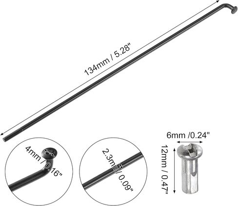 X AUTOHAUX 40 Pcs Bicycle Steel Spokes 13G Bike Spoke 260mm Length with Nipples for Most Bicycle in Saudi Arabia