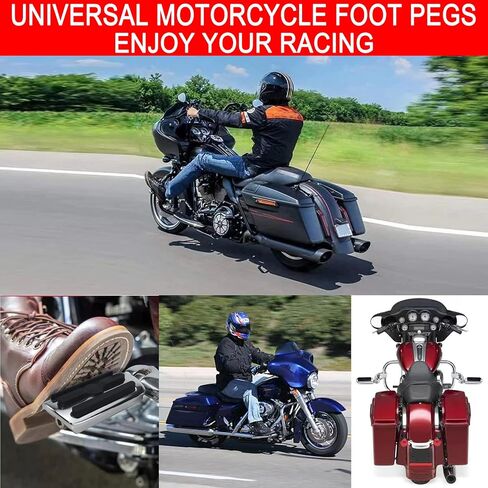 Hokuotolite Short Adjustable Foot Pegs Mounts Clamps Kit for Harley Davidson Touring Electra Road King Street Glide with 1.25 Engine Guard(Black) in Saudi Arabia