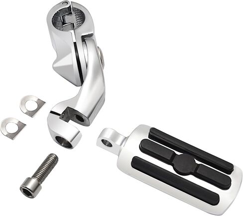 Hokuotolite Short Adjustable Foot Pegs Mounts Clamps Kit for Harley Davidson Touring Electra Road King Street Glide with 1.25 Engine Guard(Black) in Saudi Arabia