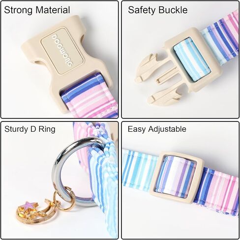 DOGWONG Cotton Dog Collar, Spring Summer Dog Collar Durable Soft Natural Fabric Pet Dog Collar Cute Wedding Puppy Necklace for Small Medium Large Dog in Saudi Arabia