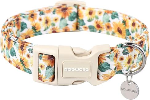 DOGWONG Cotton Dog Collar, Spring Summer Dog Collar Durable Soft Natural Fabric Pet Dog Collar Cute Wedding Puppy Necklace for Small Medium Large Dog in Saudi Arabia
