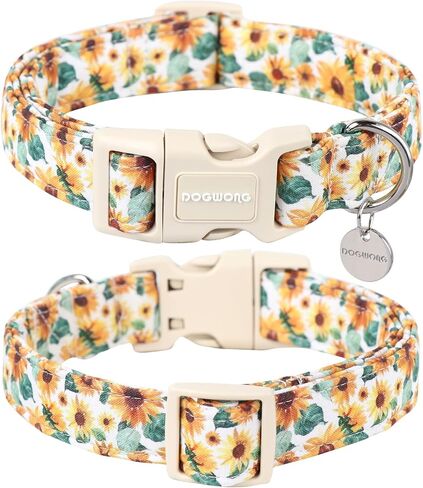DOGWONG Cotton Dog Collar, Spring Summer Dog Collar Durable Soft Natural Fabric Pet Dog Collar Cute Wedding Puppy Necklace for Small Medium Large Dog in Saudi Arabia