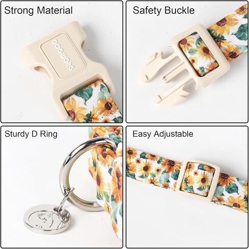 DOGWONG Cotton Dog Collar, Spring Summer Dog Collar Durable Soft Natural Fabric Pet Dog Collar Cute Wedding Puppy Necklace for Small Medium Large Dog in Saudi Arabia