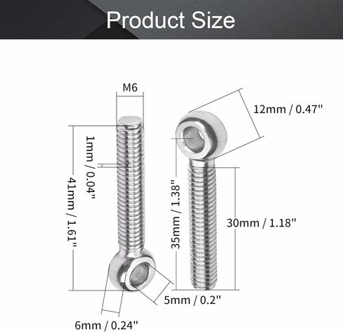 MroMax M6 x 20 مللي متر آلات الكتف سوينغ رفع مسمار بعروة 304 الفولاذ المقاوم للصدأ متري الموضوع 25 قطعة in Kuwait