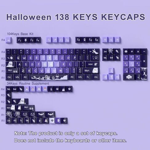 PBT Keycaps, 138 Keys Cute Cat MDA Profile Keycaps Dye-Sublimation, Custom Keyboard Keycaps Set for 61/64/68/84/87/100/104/108 Mechanical Keyboard in Saudi Arabia