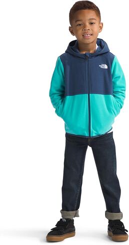 سترة بغطاء رأس جلاسير بسحاب كامل للأطفال من THE NORTH FACE، كاكي ستون، 7 in Kuwait