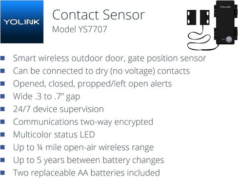 YoLink LoRa Smart Outdoor Contact Sensor & Hub Starter Kit: Hub, (2) Gate & Shed Door Sensors, Contact-Closure Sensor, Email/SMS/Push Alerts, 1/4 Mile Open Air Range, Alexa, IFTTT, Home Assistant in Saudi Arabia
