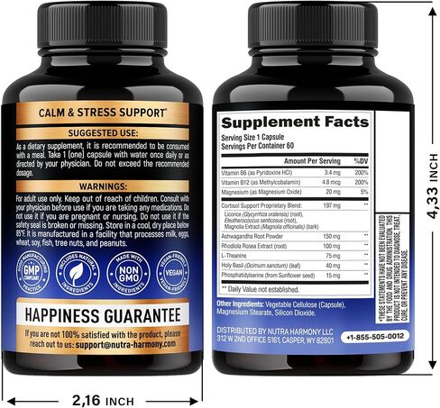 Cortisol Supplement - 13-in-1 Hormone Balance for Women 600 mg - Made in USA Supplement - Mood, Focus, Sleep Support - Vegan, Non-GMO, Natural Pills - 60 Capsules, 2 Month Supply in Kuwait