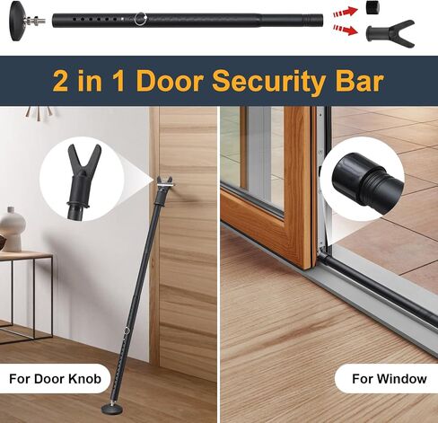 Door Stoppers,Heavy Duty Portable Door Lock,2-in-1 Adjustable Sliding Door Lock Bar,Door Barricade Security Bars for Window, Front Door, Patio Door, Apartment, Hotel Room in Saudi Arabia